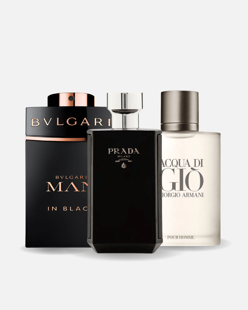 Set di 3 profumi: Bvlgari In Black, Giorgio Armani Acqua Di Gio, L'Homme Prada Intense 100ml