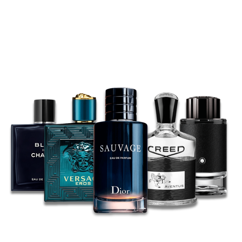 Combo de 5 Perfumes: Creed AVENTUS, BLEU DE CHANEL, Dior SAUVAGE, Versace EROS, Montlanc EXPLORER 100ml