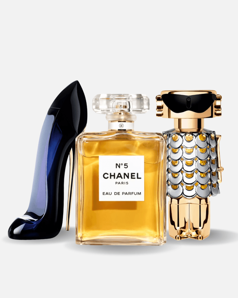 Set di 3 profumi: Carolina Herrera GOOD GIRL, Chanel Nº5 e Paco Rabanne FAME