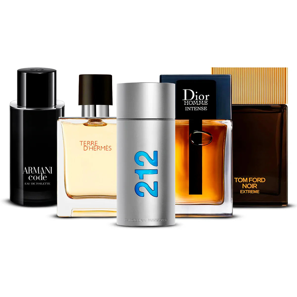 Set di 5 profumi: Armani Code, Paco Rabanne Invictus, Dior Homme Intense, Bleu de Chanel, Terre d'Hermès 100ml
