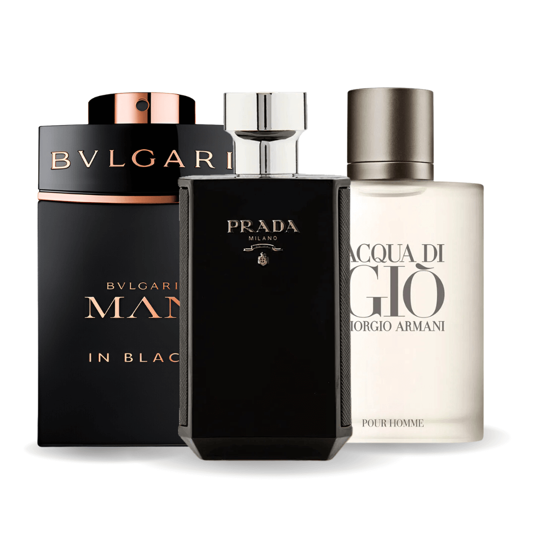 Combo de 3 Perfumes: Bvlgari In Black, Giorgio Armani Acqua Di Gio, L'Homme Prada Intense 100ml