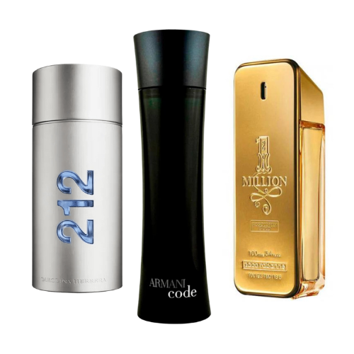 Combo de 3 Perfumes: 212 Men NYC, Paco Rabanne One Milion, Armani Code Homme 100ml