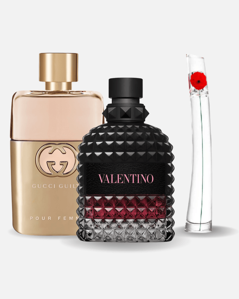 Set di 3 profumi: 3 Gucci Guilt, Valentini Intense, Flower Kenzo 100ml