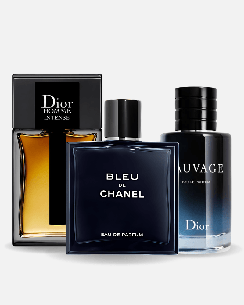 Set di 3 profumi: Sauvage Dior, Bleu de Chanel, Dior Homme Intense 100ml