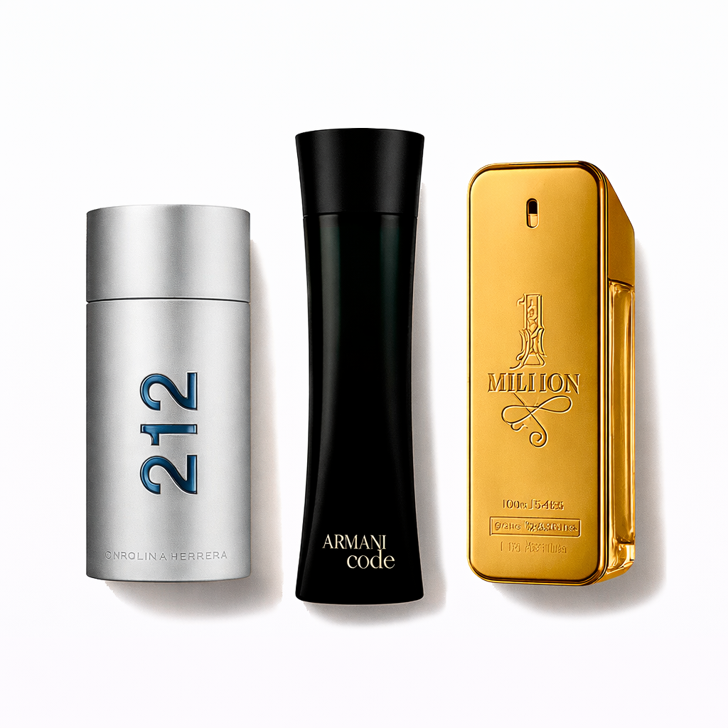 Set di 3 profumi: 212 Men NYC, Paco Rabanne One Milion, Armani Code Homme 100ml