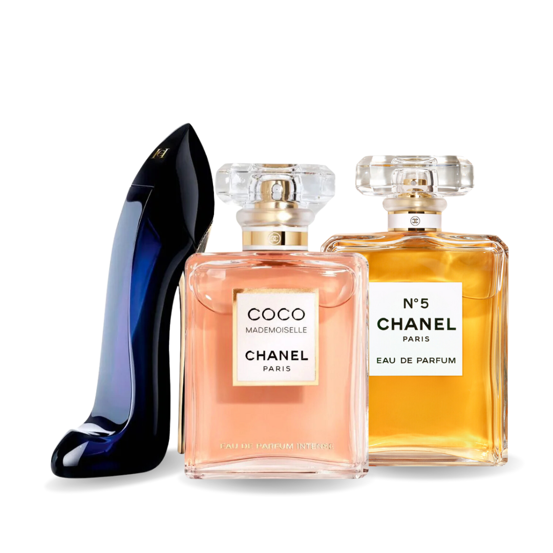 Combo de 3 Perfumes: GOOD GIRL, COCO MADEMOISELLE, Chanel Nº5 100ml
