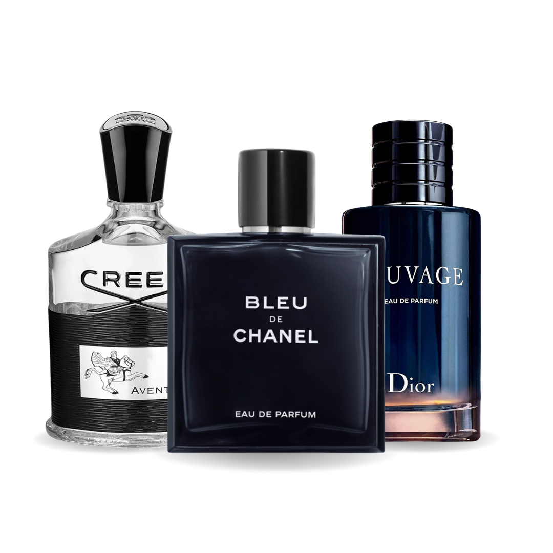 Combo de 3 Perfumes: Creed AVENTUS, BLEU DE CHANEL, Dior SAUVAGE 100ml