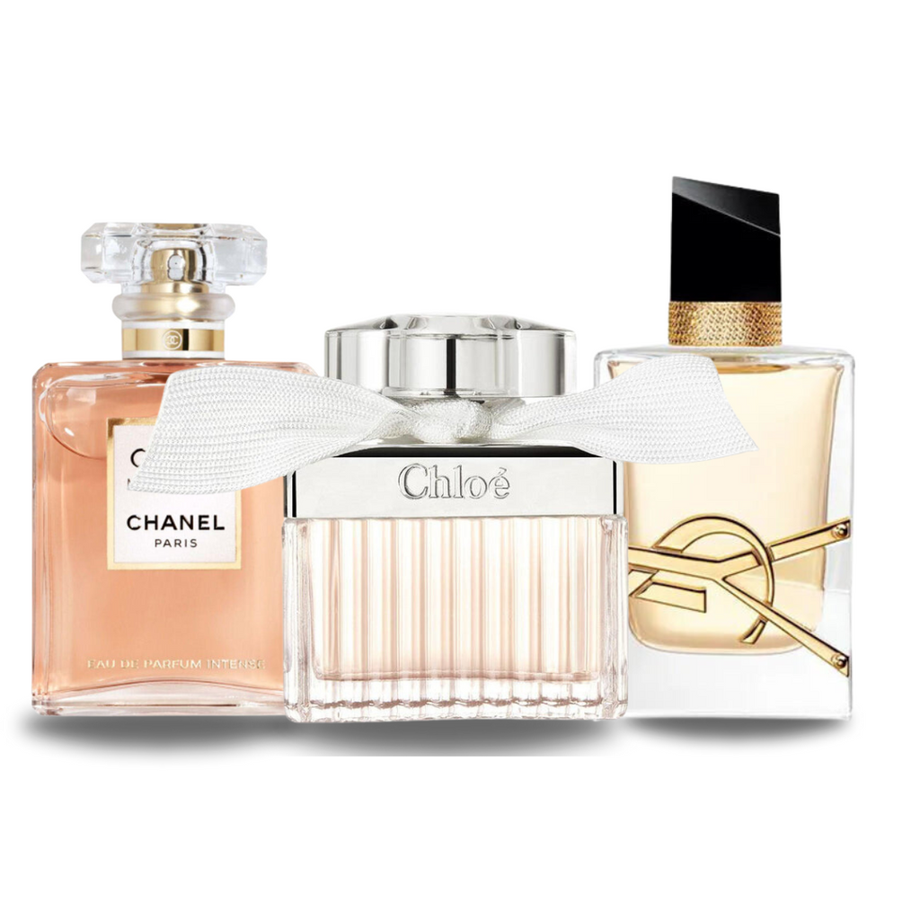 Combo de 3 Perfumes: Chanel COCO MADEMOISELLE, Yves Saint Laurent LIBRE e CHLOÉ 100ml